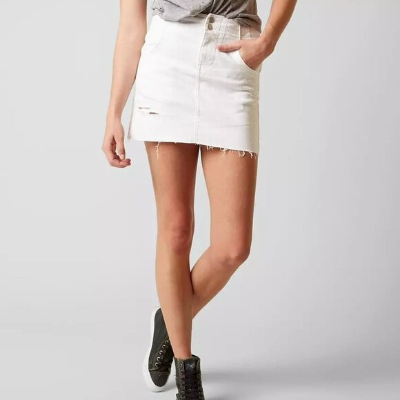 Free People White Distressed Mini Skirt - Picture 2 of 14